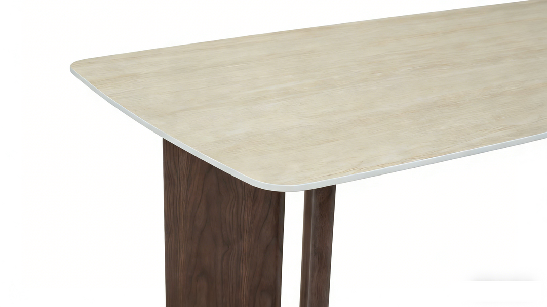 Almira Table - Walnut & Travertine