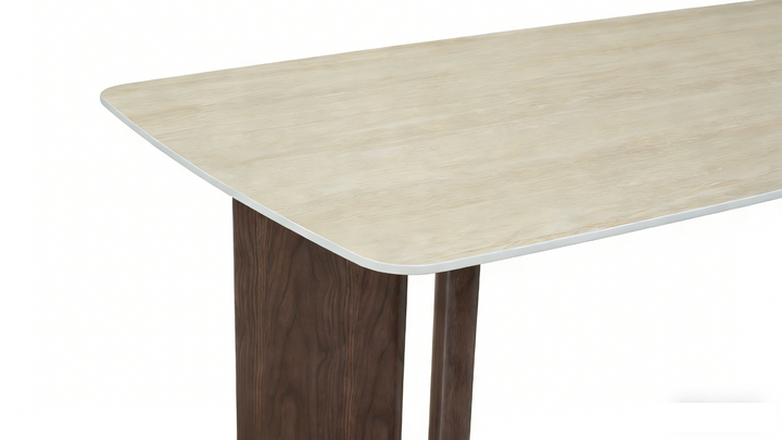 Almira Table - Walnut & Travertine