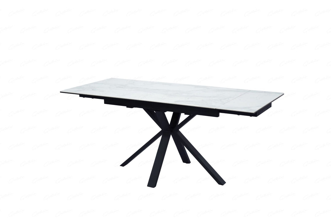 Amari SMALL Extending Table - White Ceramic Marble