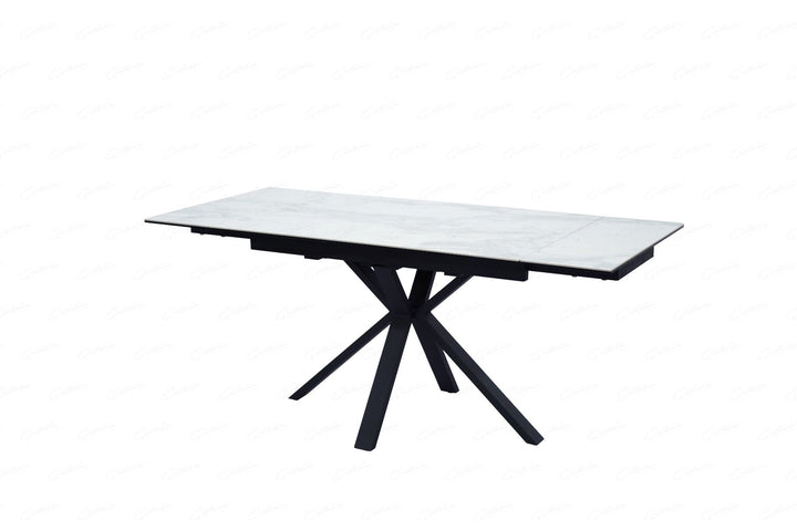 Amari SMALL Extending Table - White Ceramic Marble