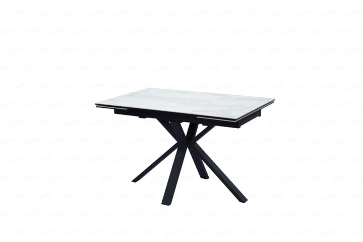 Amari SMALL Extending Table - White Ceramic Marble