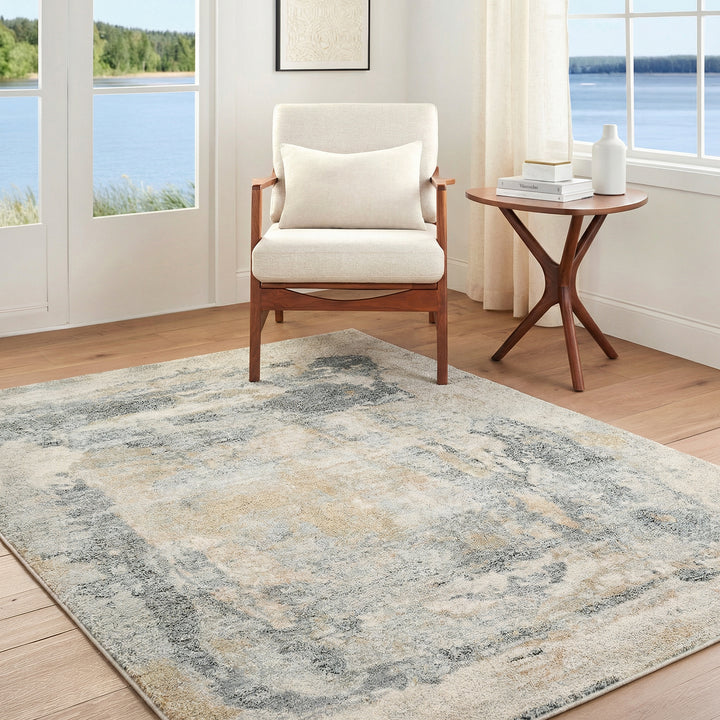 Elegant Avellino Abstract Modern Marble High Pile Rug