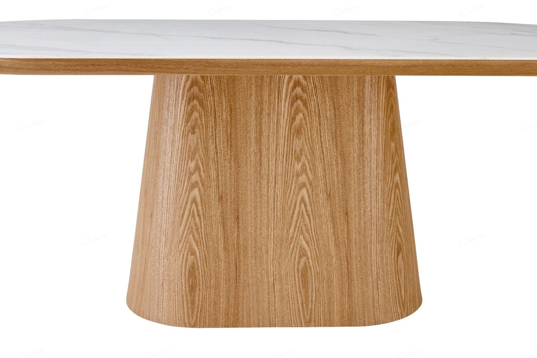 Bianca Oval Dining Table - Walnut & White Sintered Stone
