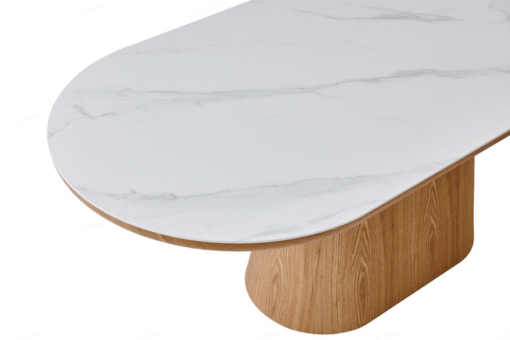 Bianca Oval Dining Table - Walnut & White Sintered Stone