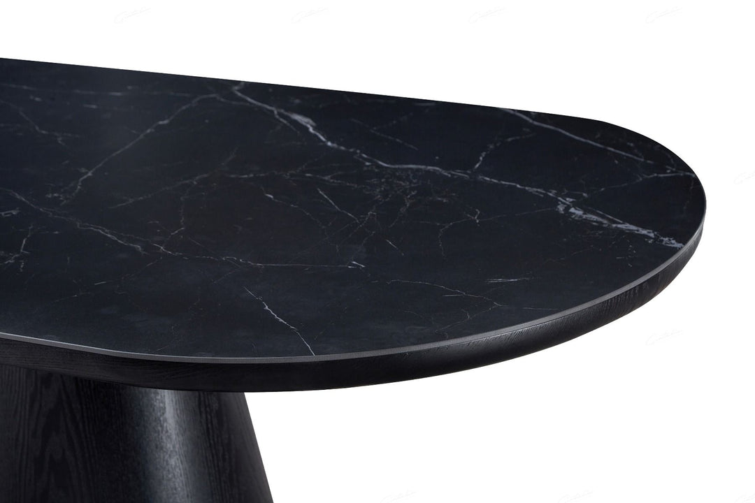 Bianca Oval Dining Table - Black & Black Sintered Stone