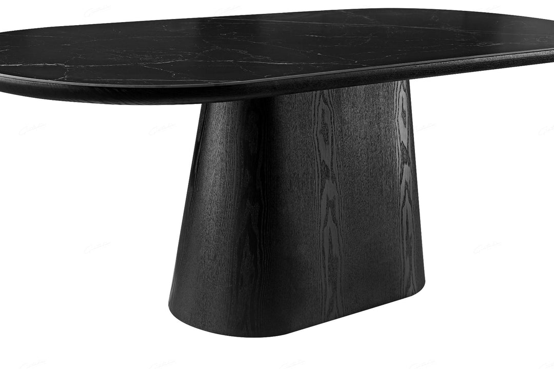 Bianca Oval Dining Table - Black & Black Sintered Stone