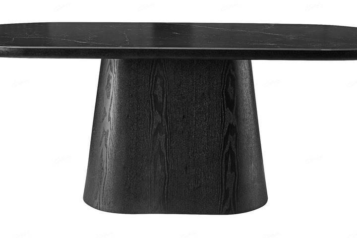 Bianca Oval Dining Table - Black & Black Sintered Stone