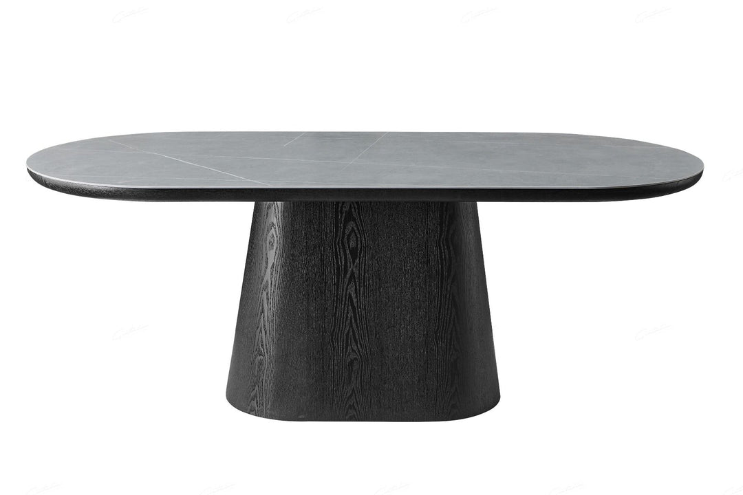 Bianca Oval Dining Table - Black & Grey Sintered Stone