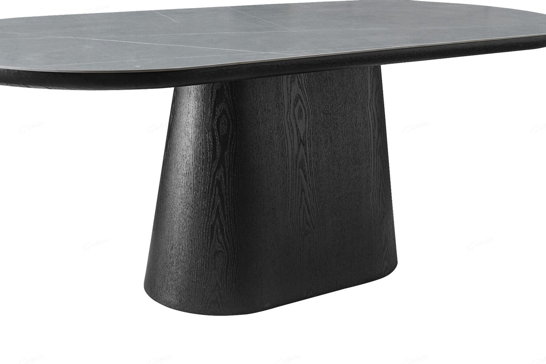 Bianca Oval Dining Table - Black & Grey Sintered Stone
