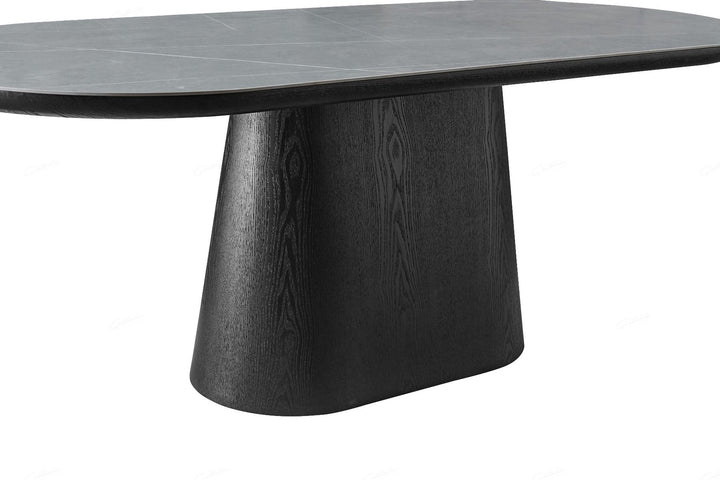 Bianca Oval Dining Table - Black & Grey Sintered Stone
