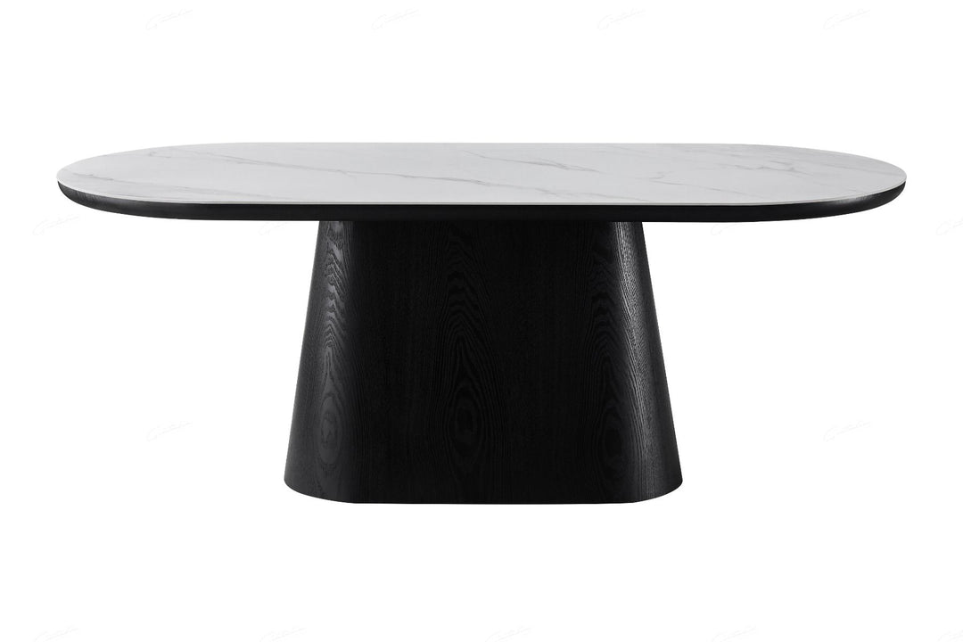 Bianca Oval Dining Table - Black & White Sintered Stone