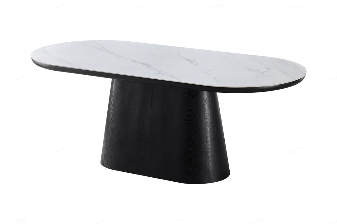 Bianca Oval Dining Table - Black & White Sintered Stone