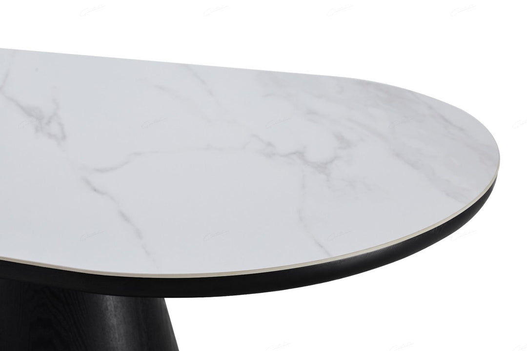 Bianca Oval Dining Table - Black & White Sintered Stone
