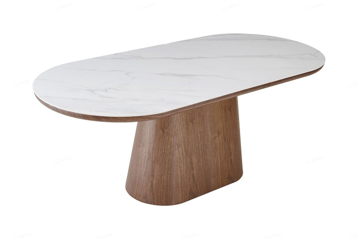 Bianca Oval Dining Table - Beech & White Sintered Stone