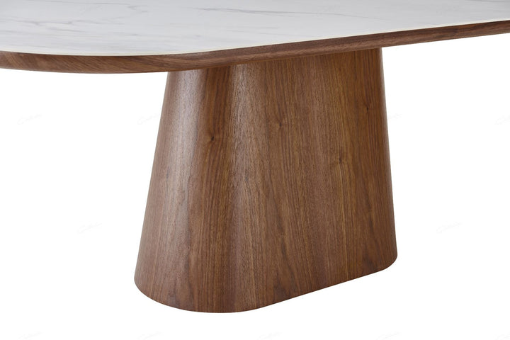 Bianca Oval Dining Table - Beech & White Sintered Stone