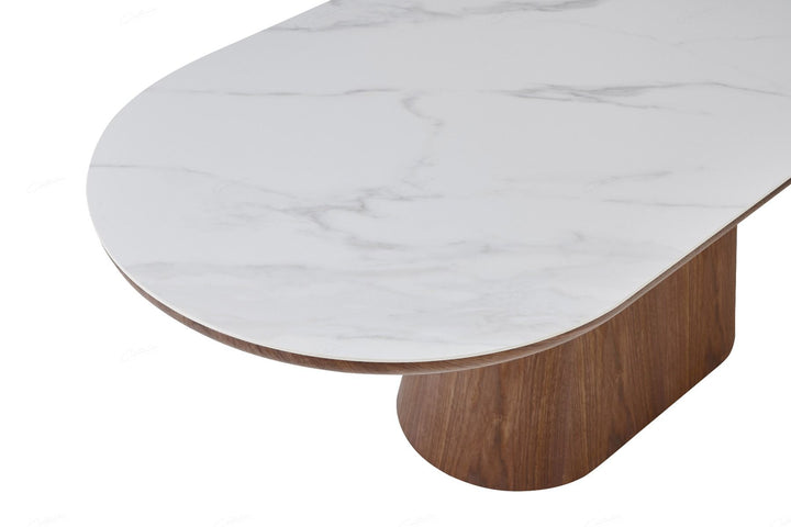 Bianca Oval Dining Table - Beech & White Sintered Stone