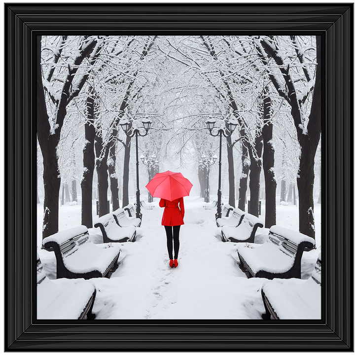FG146 Red umbrella walk in the park