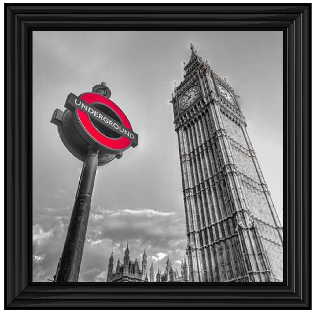 CY007 Underground sign by Big Ben - B&W