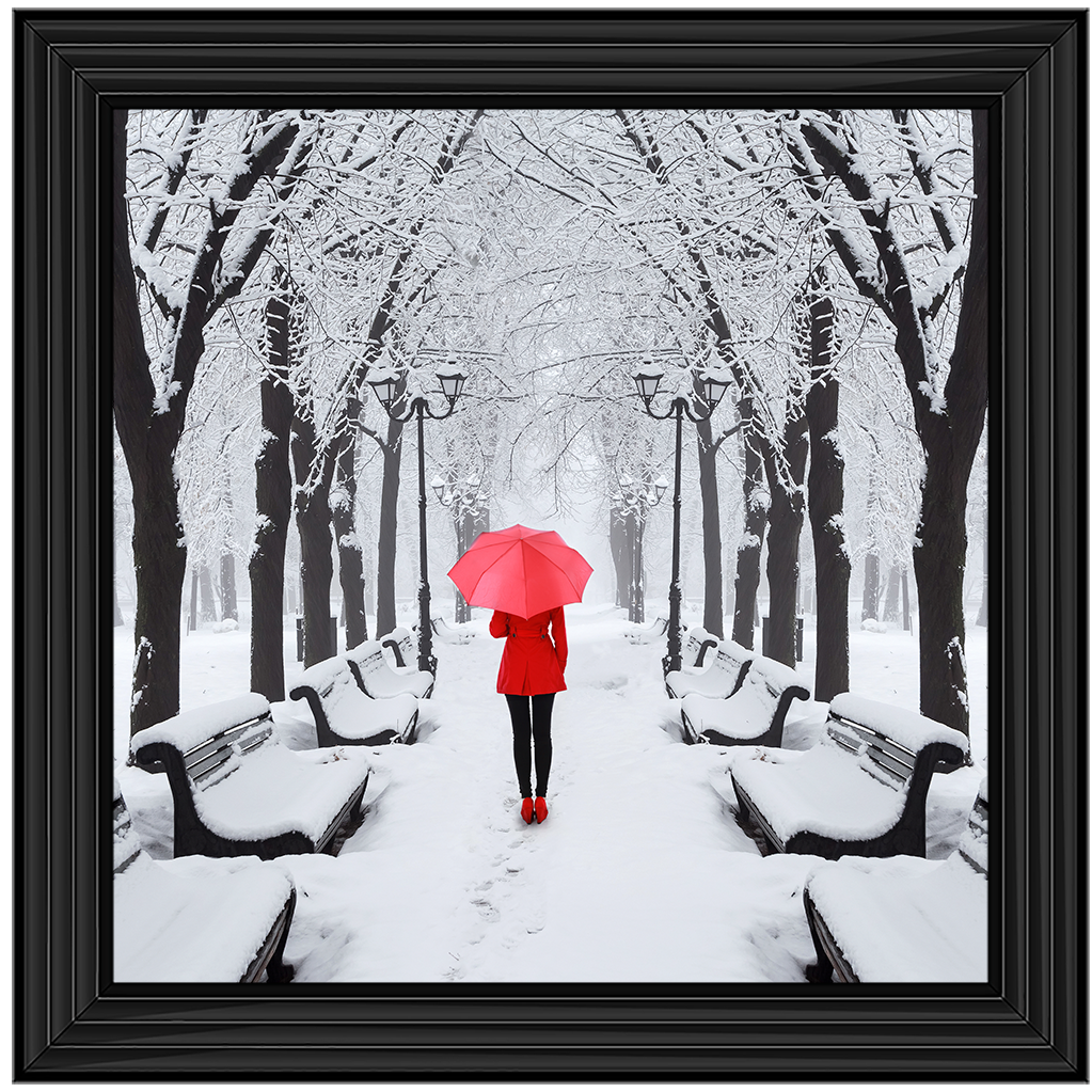 FG146 Red umbrella walk in the park