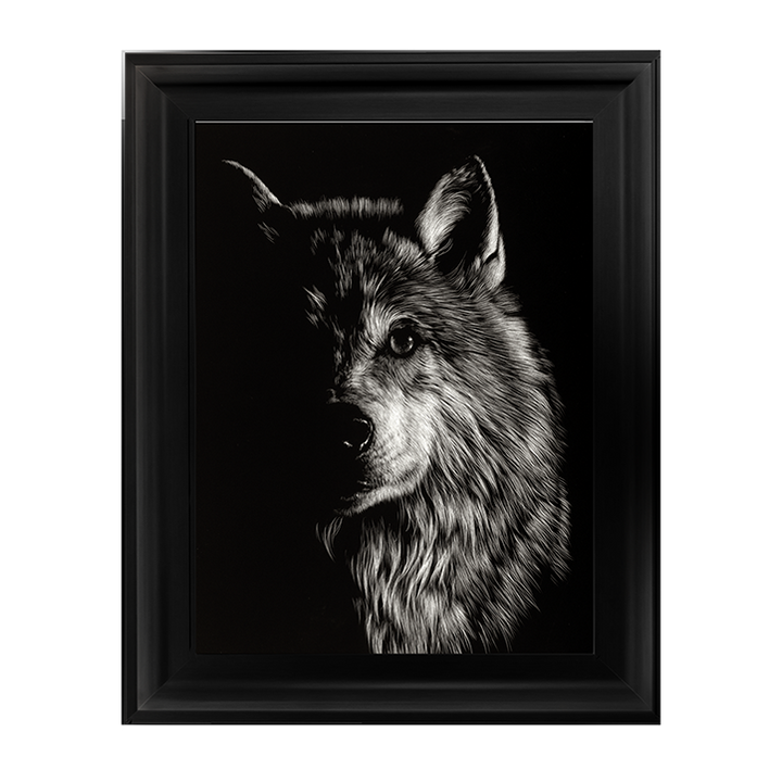 Scratchboard Wolf III