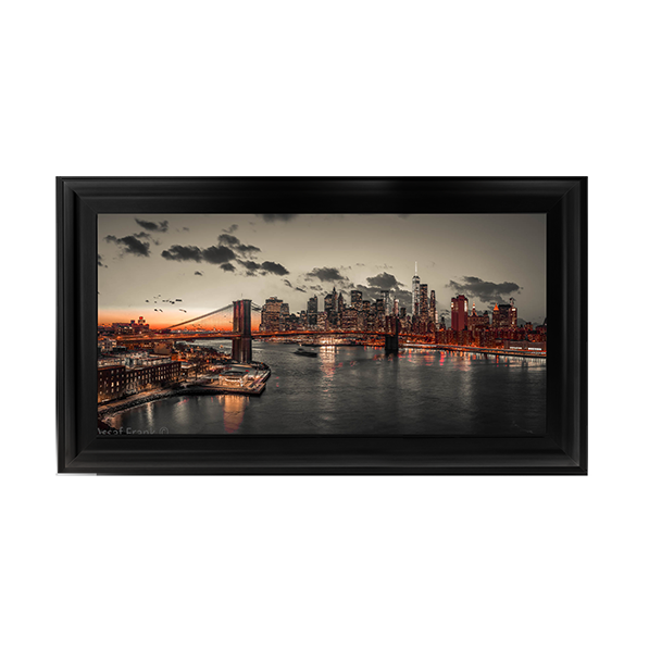 CY059 Evening view of Lower Manhattan sky|skyline with Brooklyn bridge over East river