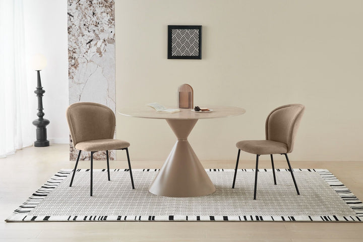 Casa Cappucino Round Table - Cappuccino & Travertine