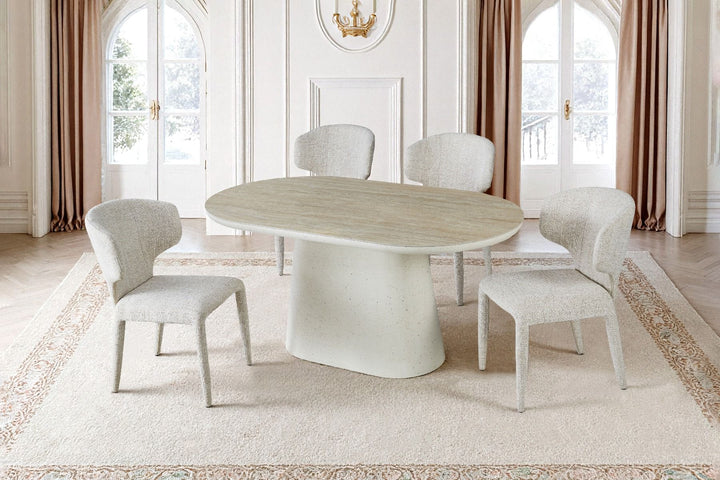 Celine SMALL Table - Ivory & Travertine
