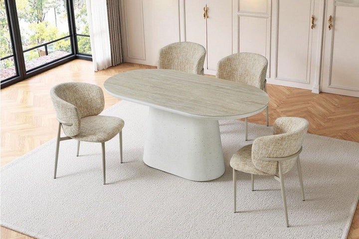 Celine SMALL Table - Ivory & Travertine