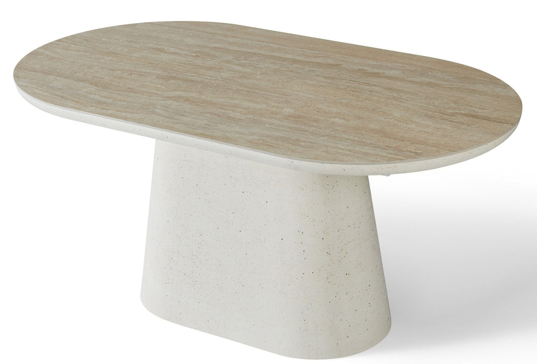 Celine SMALL Table - Ivory & Travertine
