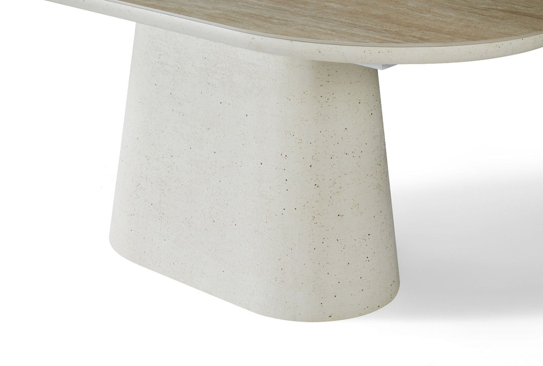 Celine SMALL Table - Ivory & Travertine