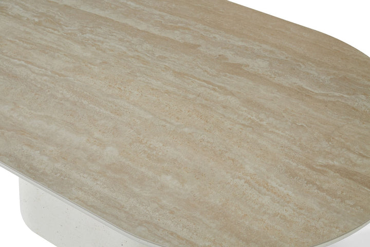 Celine SMALL Table - Ivory & Travertine