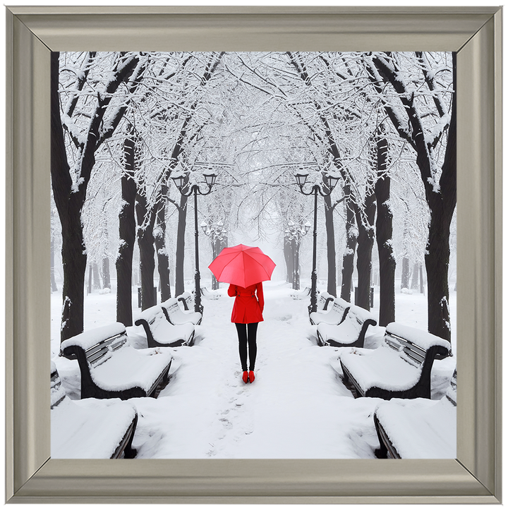 FG146 Red umbrella walk in the park
