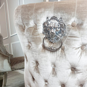 Chelsea Dining Chair all colours with Lion Knocker & Buttoned Back