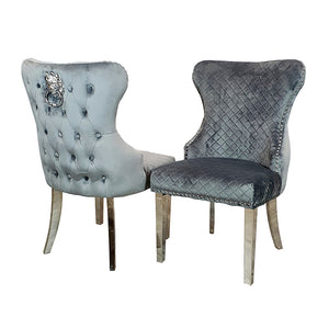 Chelsea Dining Chair all colours with Lion Knocker & Buttoned Back