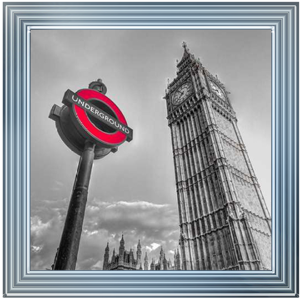 CY007 Underground sign by Big Ben - B&W