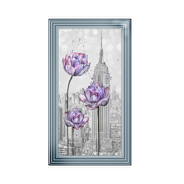 Floral print over Empire State Building
