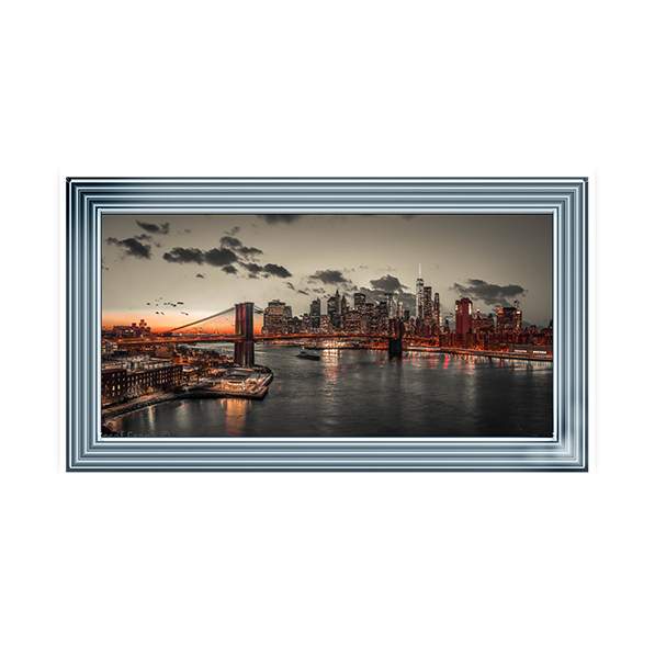 CY059 Evening view of Lower Manhattan sky|skyline with Brooklyn bridge over East river