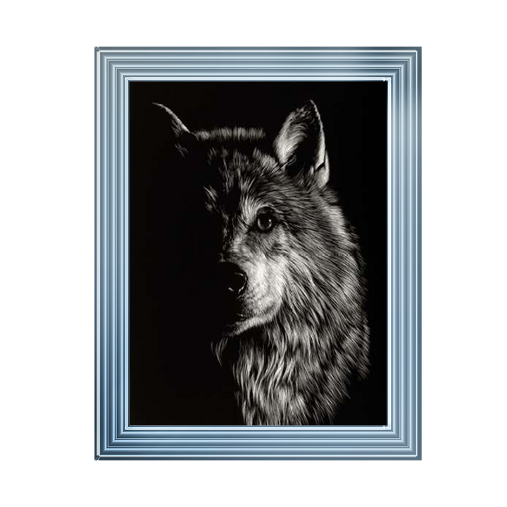 Scratchboard Wolf III