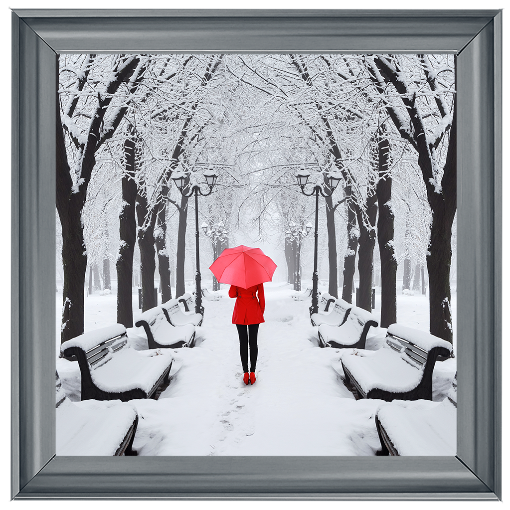 FG146 Red umbrella walk in the park
