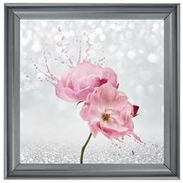 Pink Floral Silver Background