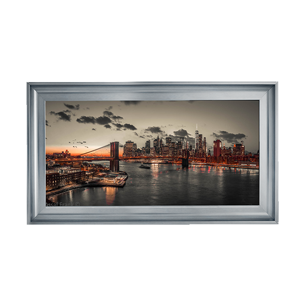 CY059 Evening view of Lower Manhattan sky|skyline with Brooklyn bridge over East river