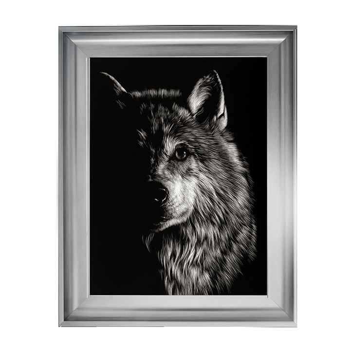 Scratchboard Wolf III