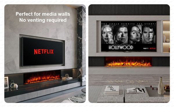 Clarendon Borderless Glass Fire - 80'' - Black