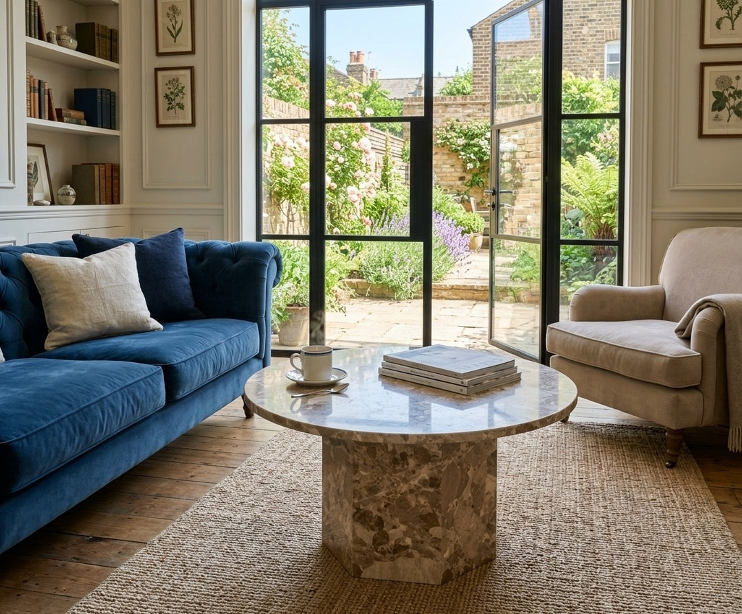 Naxos Round Coffee Table in Brown Marble