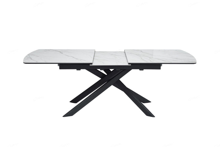 Cosma Extending Dining Table - White & Sunset Cloud Vein Ceramic