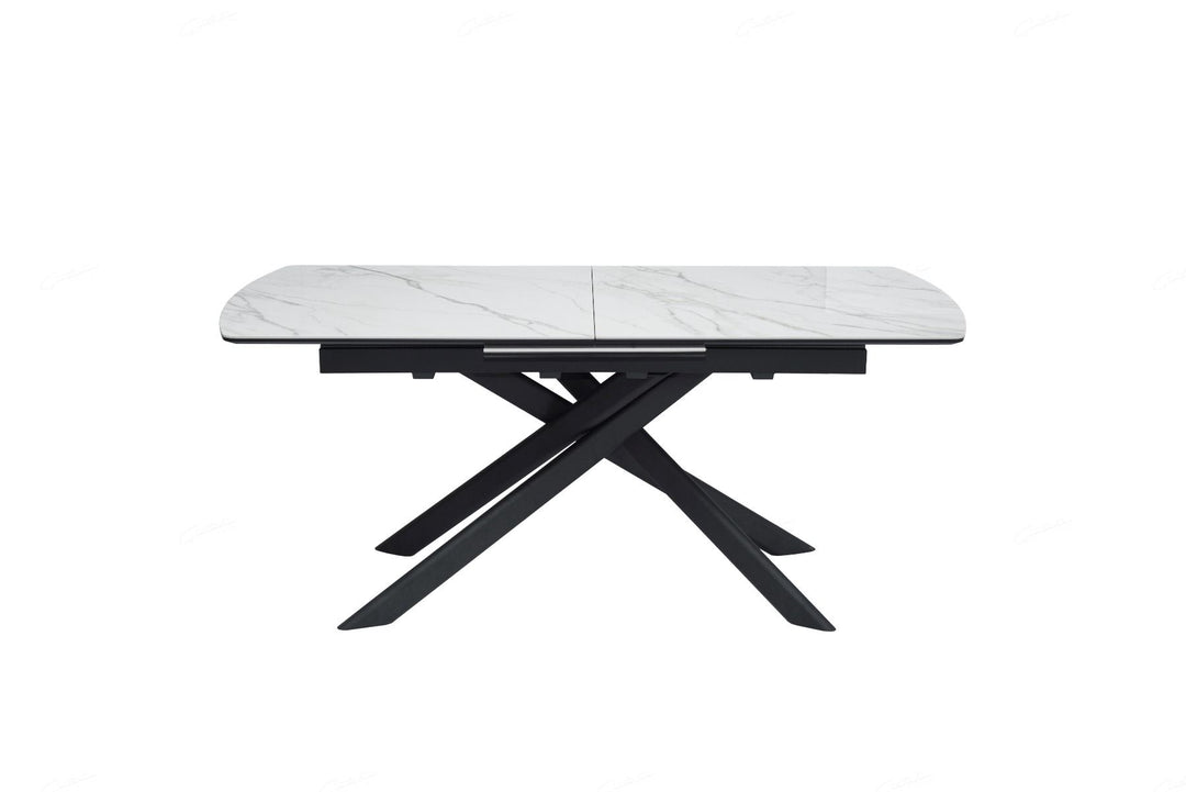 Cosma Extending Dining Table - White & Sunset Cloud Vein Ceramic