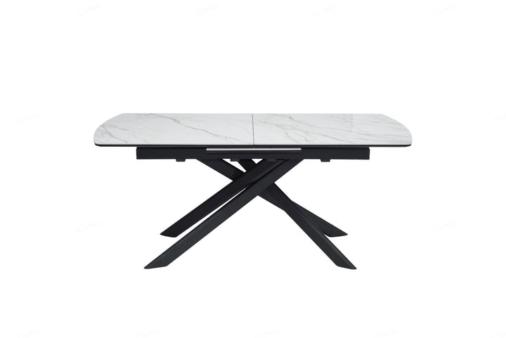 Cosma Extending Dining Table - White & Sunset Cloud Vein Ceramic