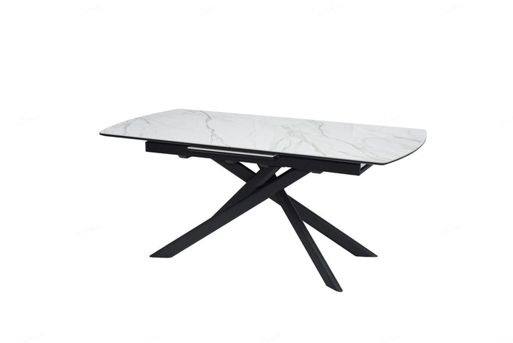 Cosma Extending Dining Table - White & Sunset Cloud Vein Ceramic
