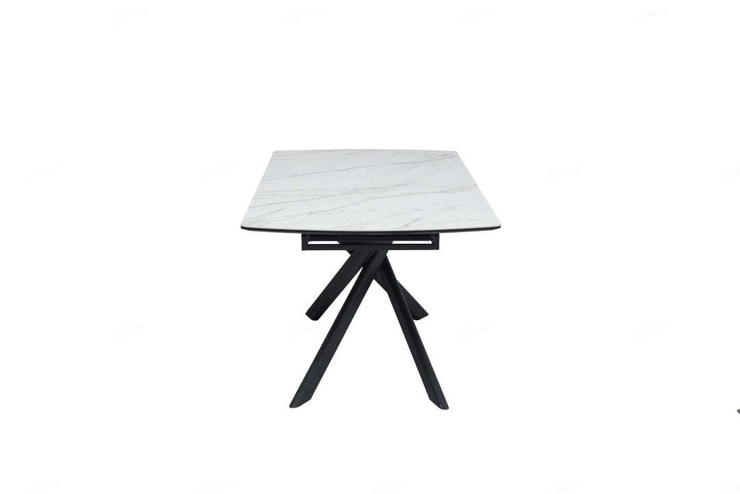 Cosma Extending Dining Table - White & Sunset Cloud Vein Ceramic