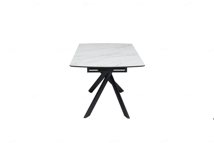 Cosma Extending Dining Table - White & Sunset Cloud Vein Ceramic